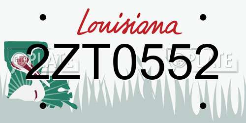 2ZT0552 Louisiana License Plate