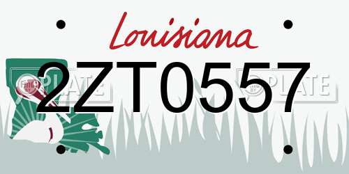 2ZT0557 Louisiana License Plate