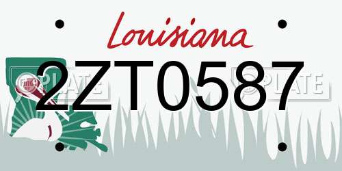 2ZT0587 Louisiana License Plate