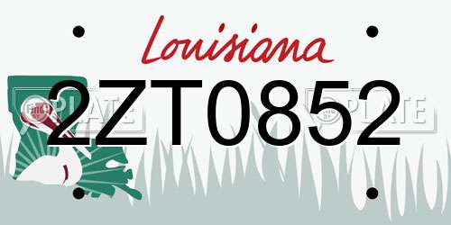 2ZT0852 Louisiana License Plate