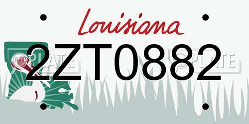 2ZT0882 Louisiana License Plate