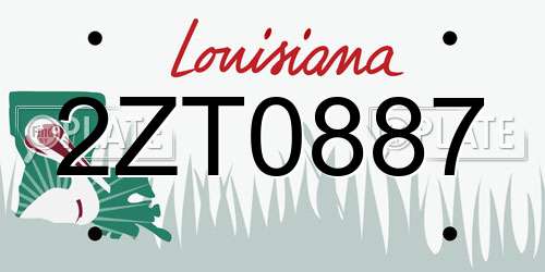 2ZT0887 Louisiana License Plate