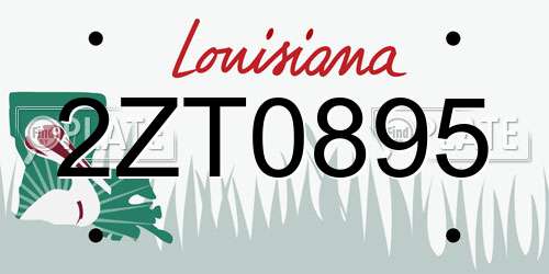 2ZT0895 Louisiana License Plate