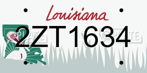 2ZT1634 Louisiana License Plate