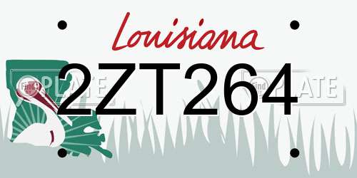 2ZT264 Louisiana License Plate