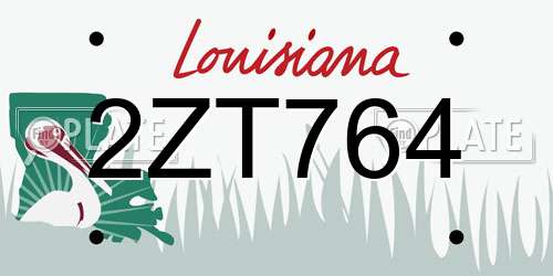 2ZT764 Louisiana License Plate