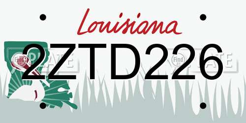 2ZTD226 Louisiana License Plate
