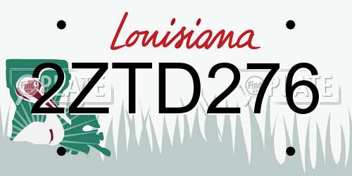 2ZTD276 Louisiana License Plate
