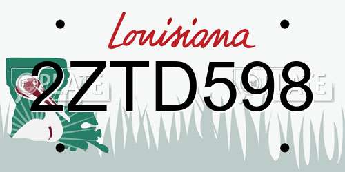 2ZTD598 Louisiana License Plate