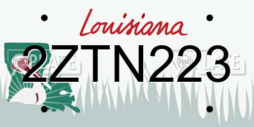 2ZTN223 Louisiana License Plate