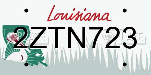 2ZTN723 Louisiana License Plate