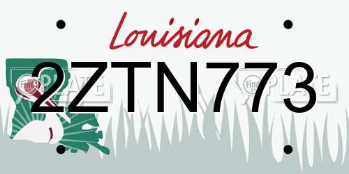 2ZTN773 Louisiana License Plate