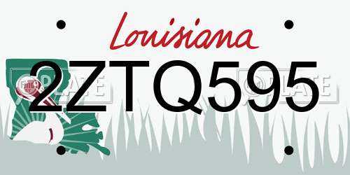 2ZTQ595 Louisiana License Plate