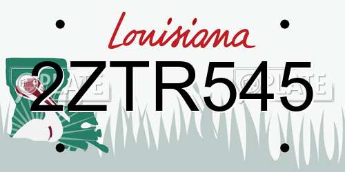 2ZTR545 Louisiana License Plate