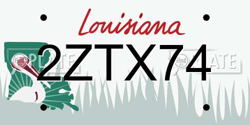 2ZTX74 Louisiana License Plate