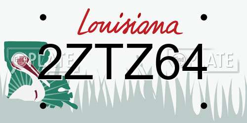 2ZTZ64 Louisiana License Plate