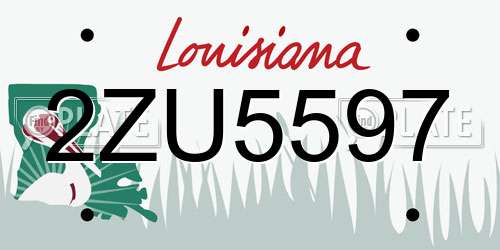 2ZU5597 Louisiana License Plate