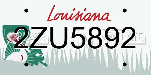 2ZU5892 Louisiana License Plate