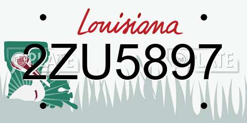 2ZU5897 Louisiana License Plate