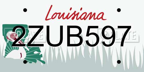 2ZUB597 Louisiana License Plate