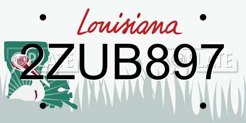 2ZUB897 Louisiana License Plate