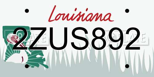 2ZUS892 Louisiana License Plate