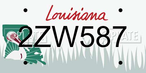 2ZW587 Louisiana License Plate