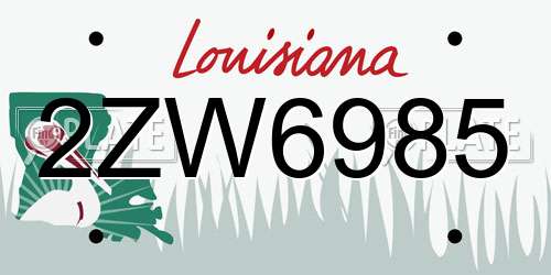 2ZW6985 Louisiana License Plate