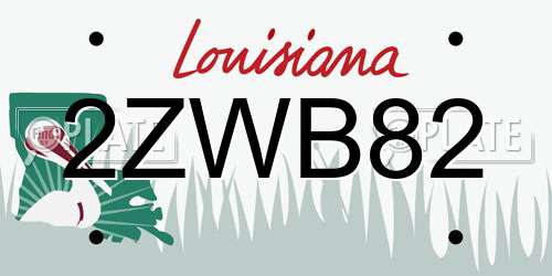 2ZWB82 Louisiana License Plate