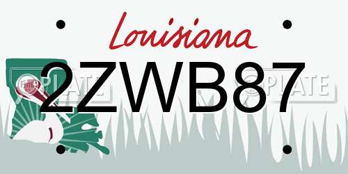 2ZWB87 Louisiana License Plate