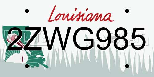 2ZWG985 Louisiana License Plate