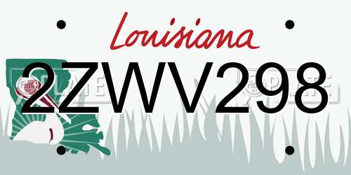 2ZWV298 Louisiana License Plate