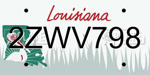 2ZWV798 Louisiana License Plate