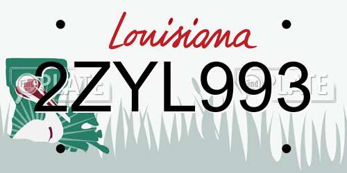 2ZYL993 Louisiana License Plate