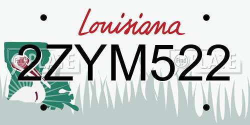 2ZYM522 Louisiana License Plate