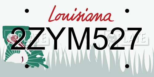 2ZYM527 Louisiana License Plate