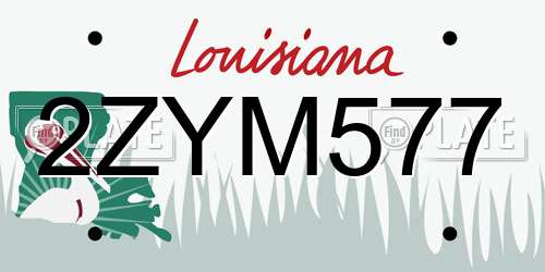 2ZYM577 Louisiana License Plate