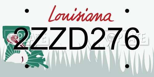 2ZZD276 Louisiana License Plate