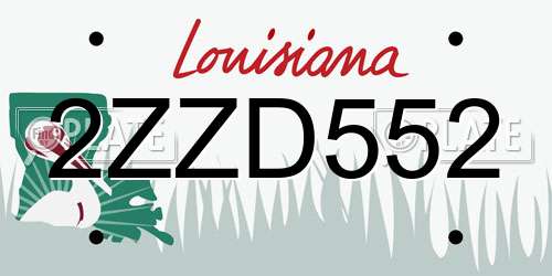 2ZZD552 Louisiana License Plate
