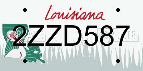 2ZZD587 Louisiana License Plate