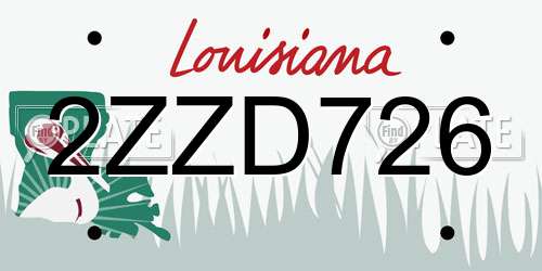 2ZZD726 Louisiana License Plate