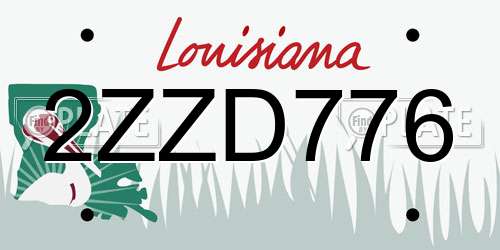 2ZZD776 Louisiana License Plate