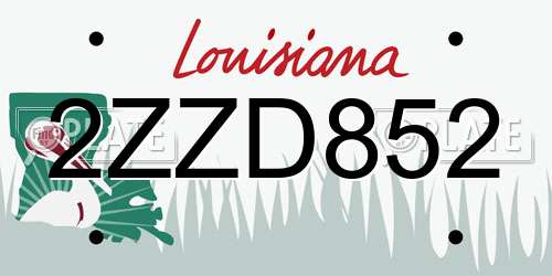 2ZZD852 Louisiana License Plate