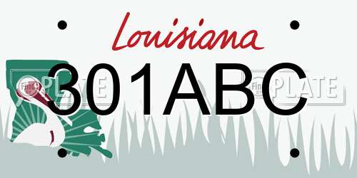 301ABC Louisiana License Plate