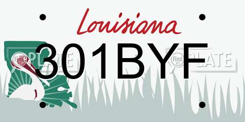 301BYF Louisiana License Plate