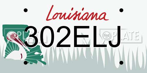 302ELJ Louisiana License Plate