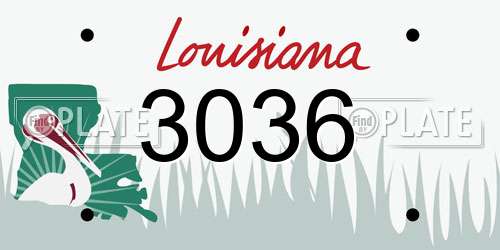 3036 Louisiana License Plate