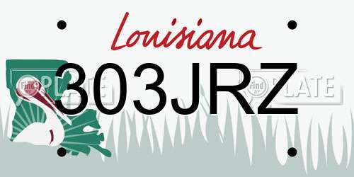 303JRZ Louisiana License Plate