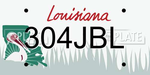 304JBL Louisiana License Plate