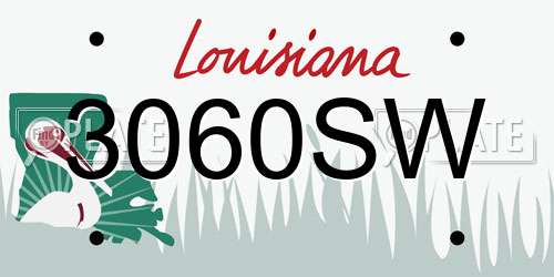 3060SW Louisiana License Plate